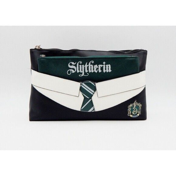 Harry Potter Slytherin Hogwarts Uniform Clutch Purse 2 PC Zippered Black Green - Picture 2 of 10